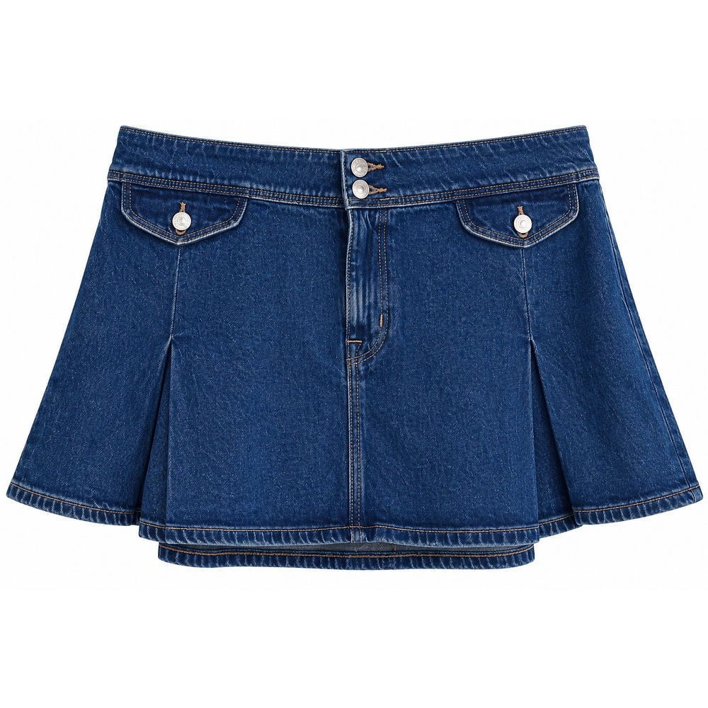 NWT American Eagle Low Rise Denim Mini Skirt Size 16 Pleated A-Line Y2K